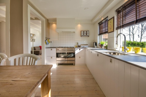 modern wood camper van kitchen